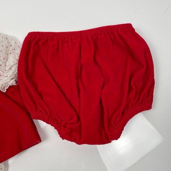 VTG 3 piece Toddler Christmas Set w/ Polka dot blouse, velvet bloomers & vest - Picture 10 of 12